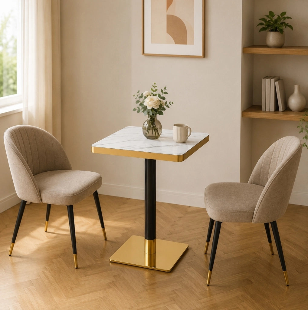 Tavolo da pranzo 60x60 cm bianco MDF e metallo - per 2-4 persone