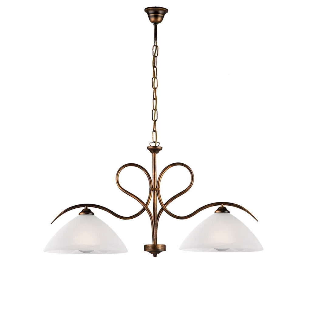 Lampadario Rustico Miranda 2 Luci Marrone e Bianco LuceArt Classic