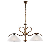 Lampadario Rustico Miranda 2 Luci Marrone e Bianco LuceArt Classic
