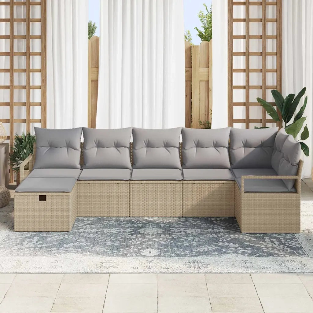 Set di divani 7 pcs Beige e Grigio Chiaro polyrattan 3359199