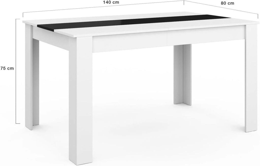 GEORGIA Tavolo da pranzo rettangolare bianco e nero per 6 persone 140 x 80 cm