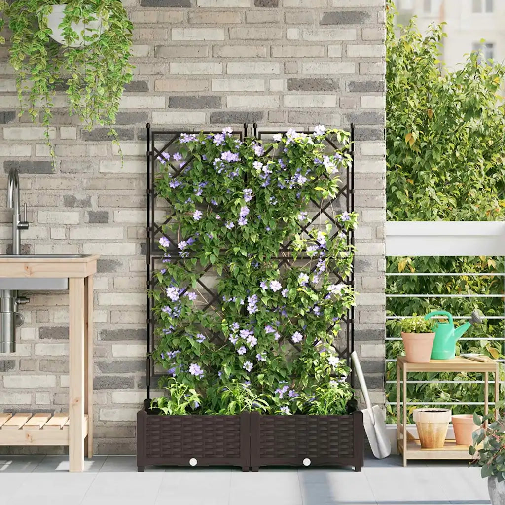 Vaso da giardino 2 pz-Set di 2 Fioriera da Esterno-Contenitore per Piante Marrone 80 x 40 x 125,5 cm Acciaio