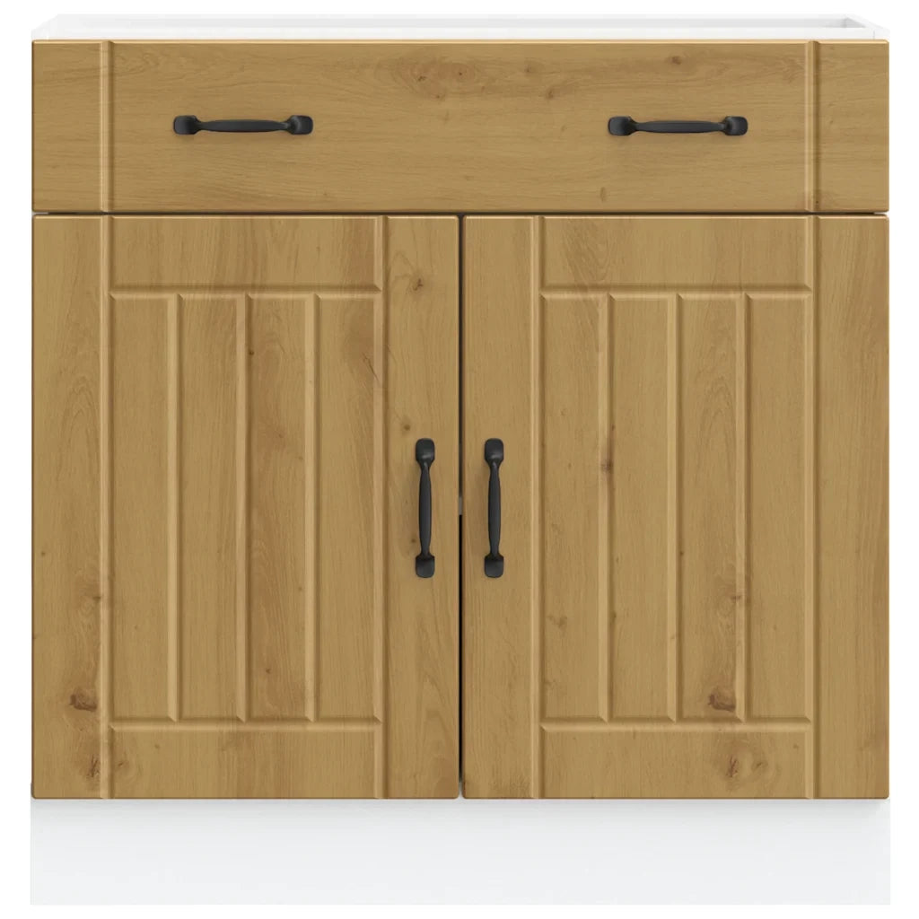 Mobile da cucina Lucca 80 x 46 x 81,5 cm ampio spazio contenitivo piedini regolabili stile rovere lavorato a mano 02_0050101