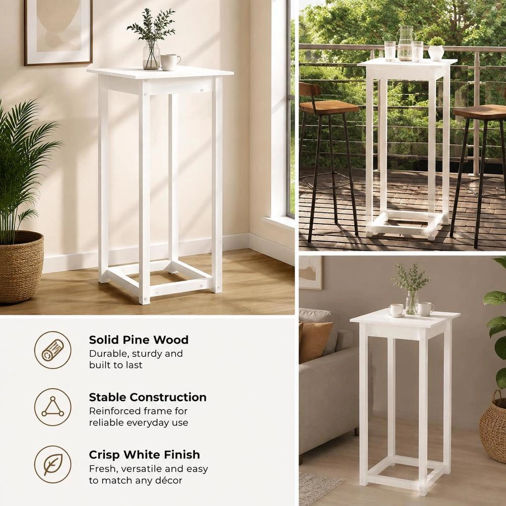 Bar Table White 60x60x110 Cm Solid Pine Wood