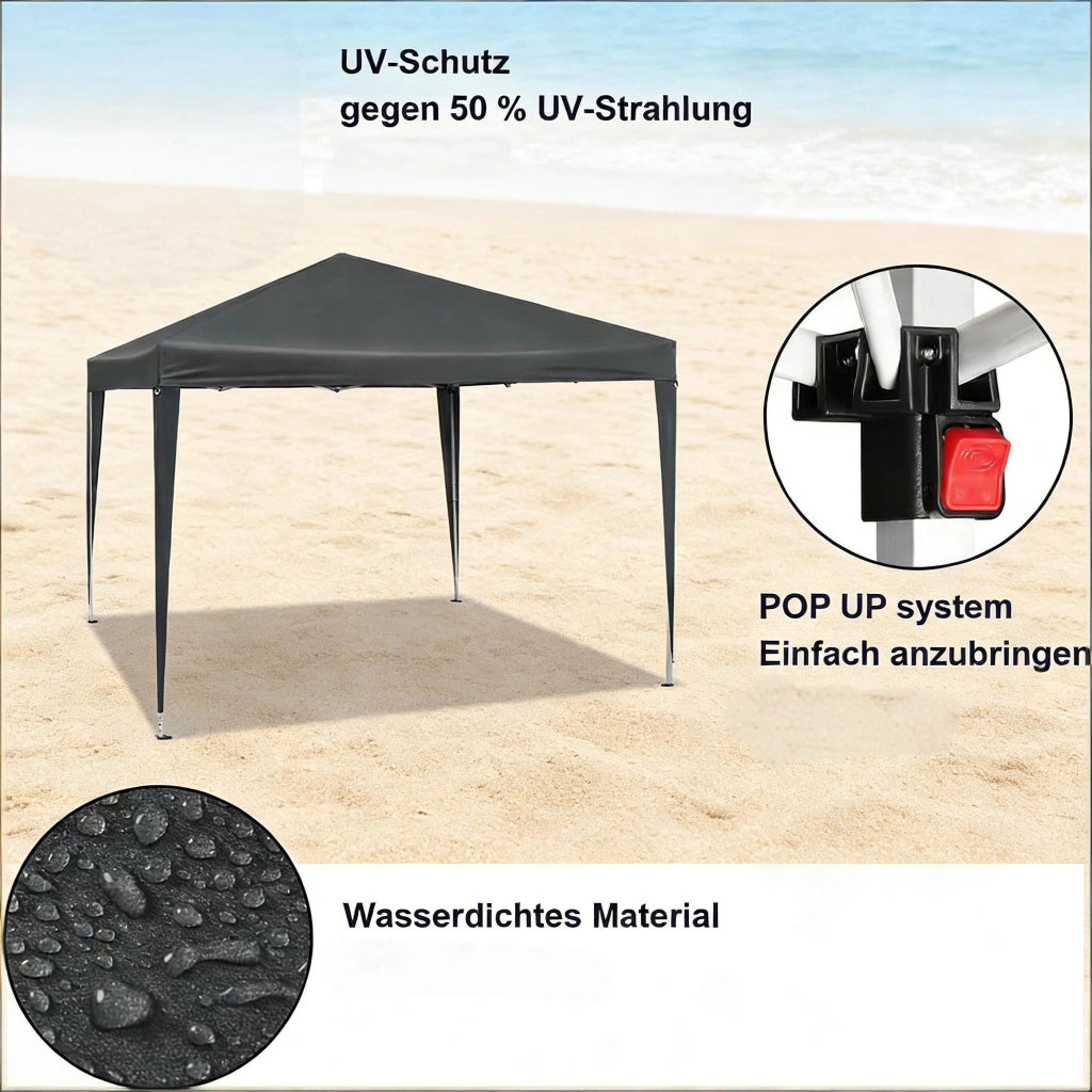 GAZEBO 3x3 m Altezza regolabile Antracite in ferro e tessuto Oxford