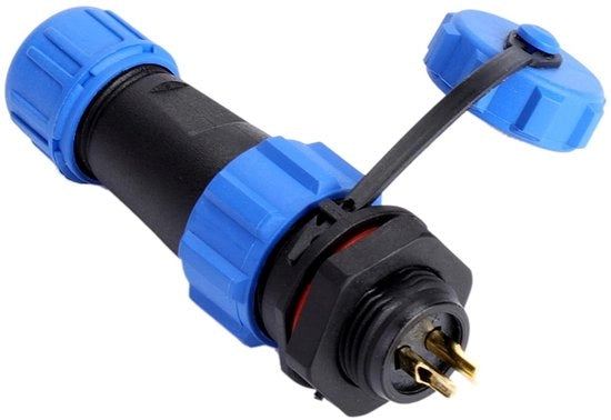 Connettore acqua resistente - 2 pin - Alta qualità - Materiale plastico - IP67 - Ideale per uso all'aperto - Formato compattibile