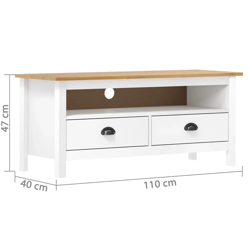 Mobile Porta TV Hill Bianco 110x40x47 cm in Legno di Pino 288926