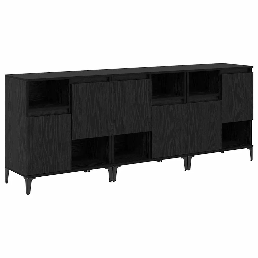 Credenza | Sideboards 3 pcs Rovere Nero 60 x 35 x 70 cm Legno multistrato