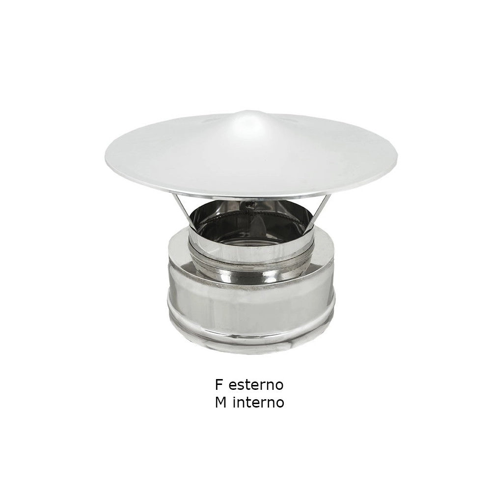 Fumaiolo da 130-180mm tipo cinese inox aisi 304 base tonda doppia parete