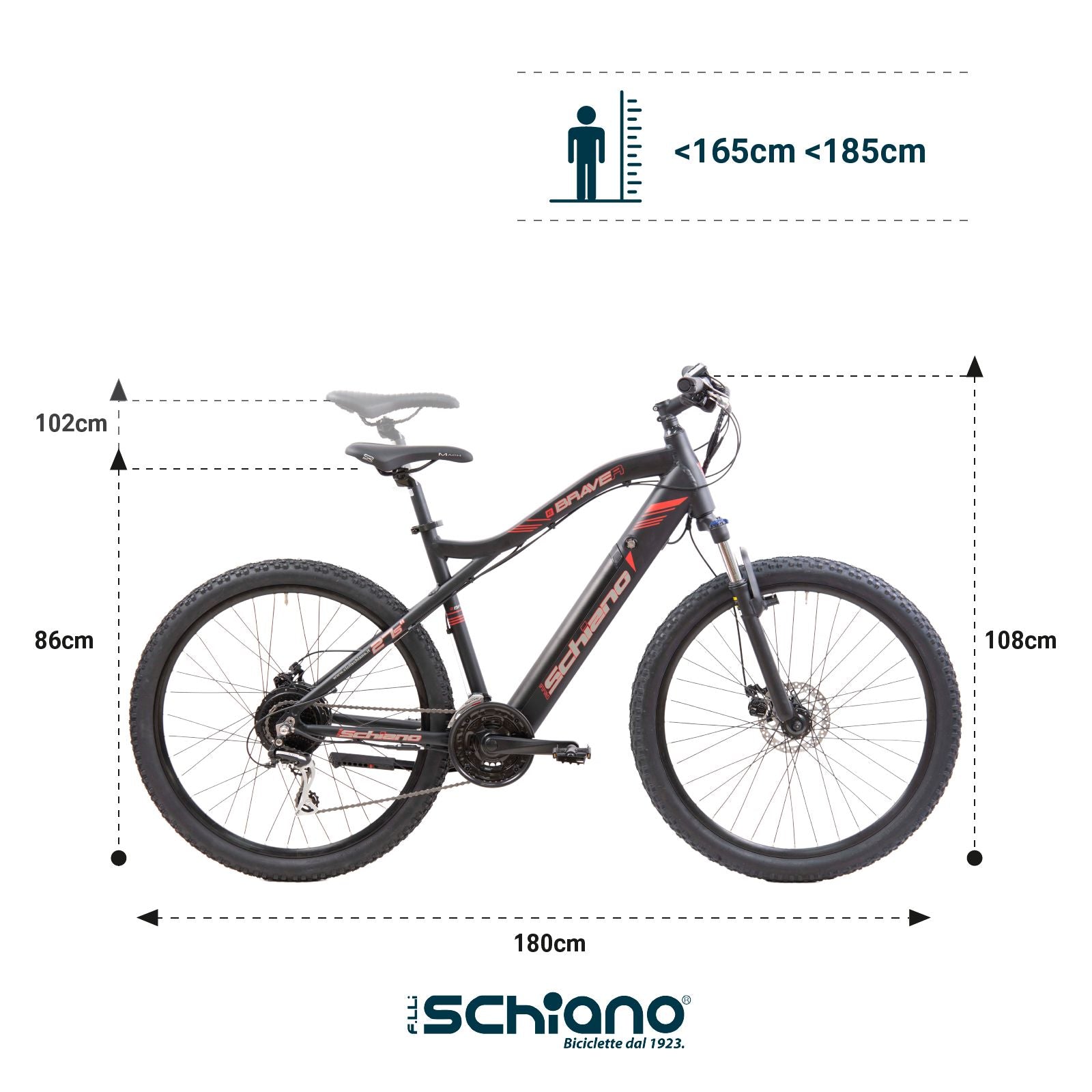 F.lli Schiano Braver, Bici Elettrica Mountain Bike 27.5 Inches per Adulti, 36V 11.6Ah Batteria Rimovibile, Motore 250W 5