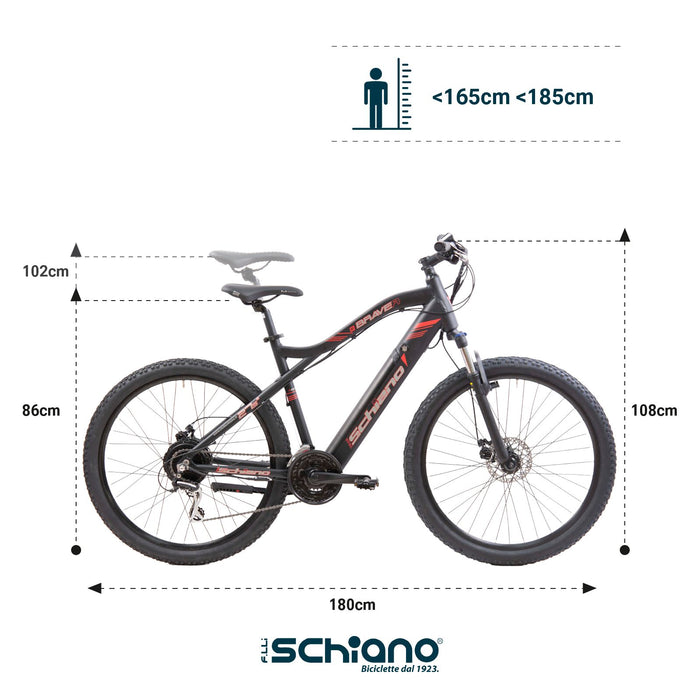 F.lli Schiano Braver, Bici Elettrica Mountain Bike 27.5 Inches per Adulti, 36V 11.6Ah Batteria Rimovibile, Motore 250W 5