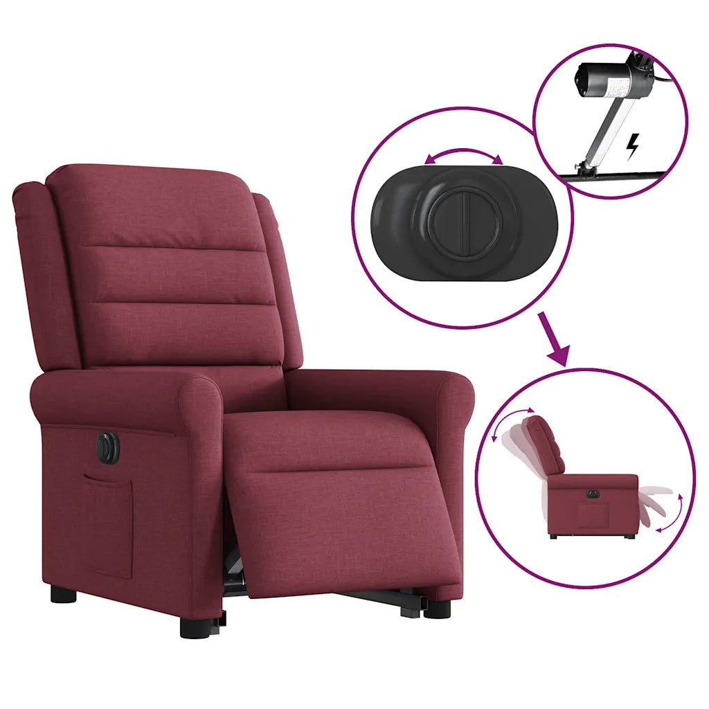 Poltrona Alzapersona Reclinabile Elettrica Rosso Vino Tessuto 3303337
