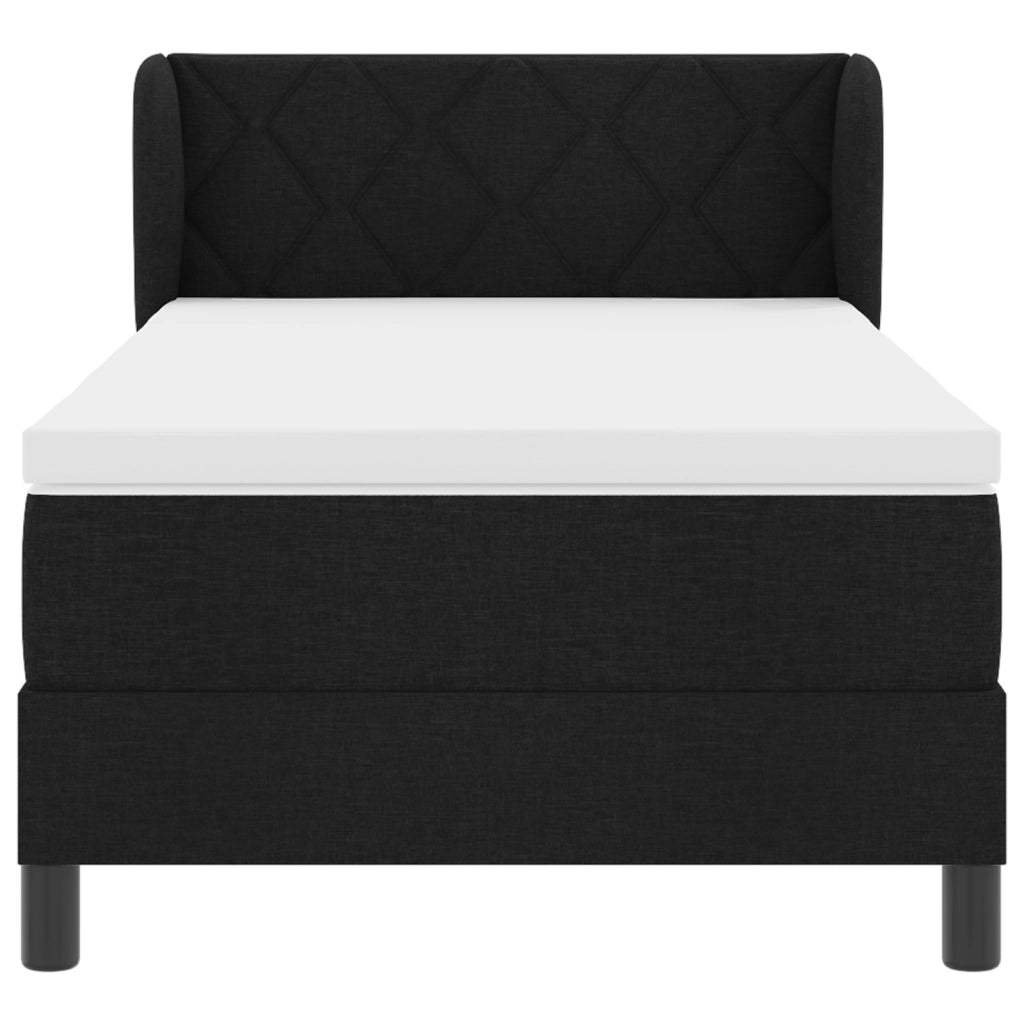 Letto a Molle con Materasso Nero 100x200 cm Tessuto