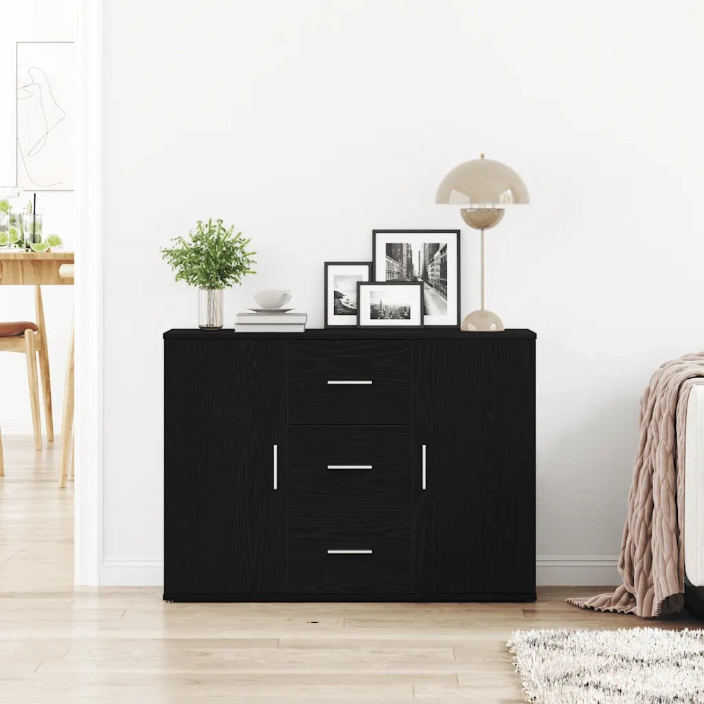 Credenza Rovere Nero 91x29,5x65 cm in Legno Multistrato 862477