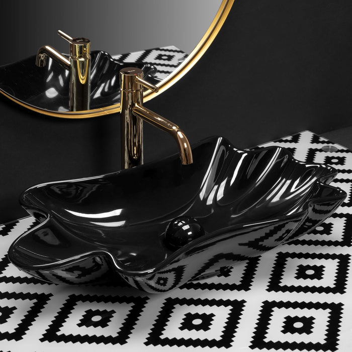 Lavabo Da Appoggio Rea Sea Black + Tappo Click-clack