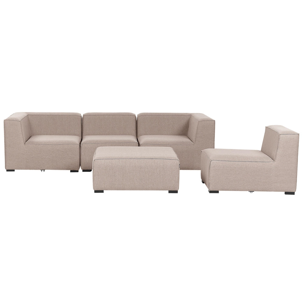 Set divano ad  per interni ed esterni Rivestimento in tessuto beige salotto da giardino ottomana