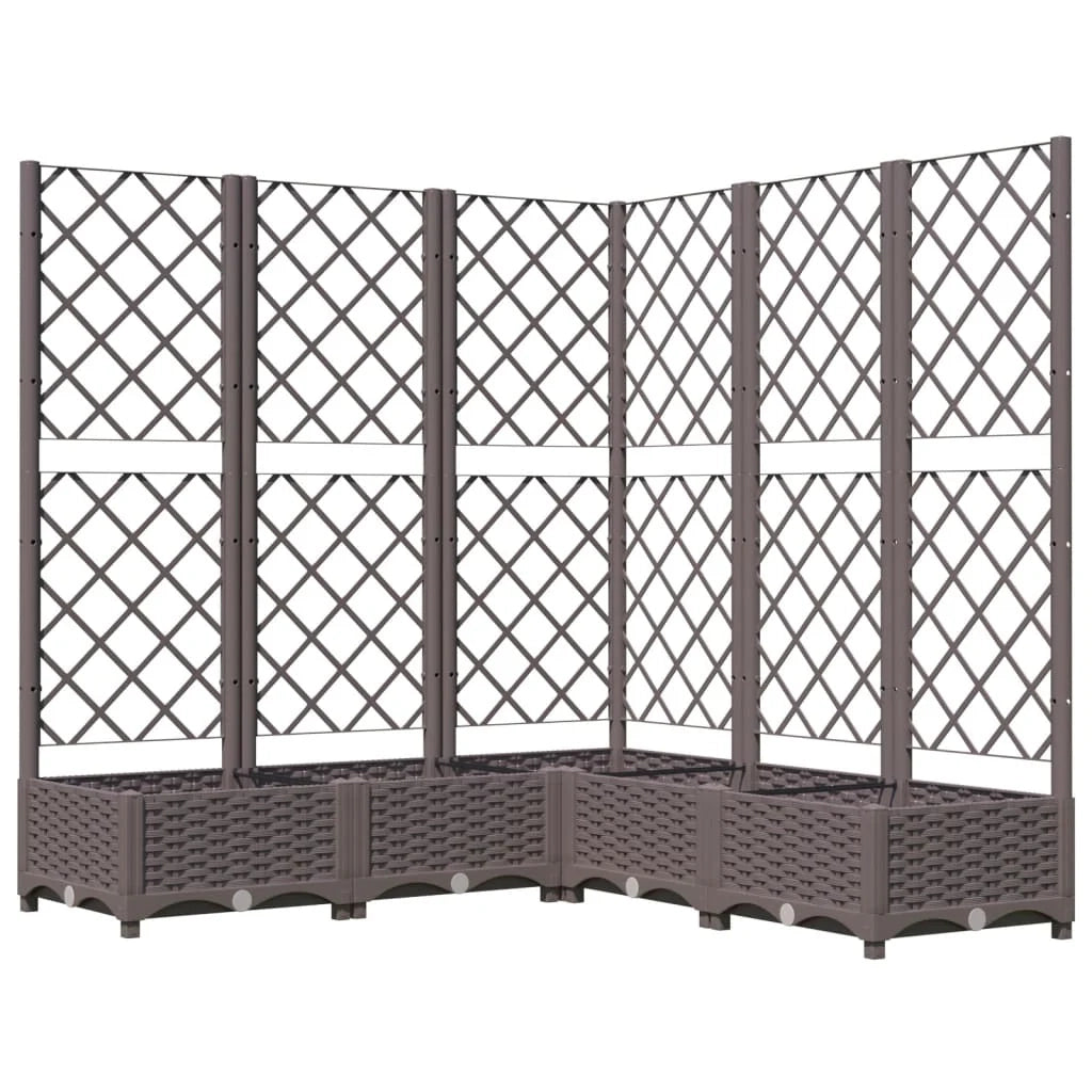 Fioriera rialzata per piante fiori patio giardino con traliccio 120 x 120 x 121,5 cm PP marrone 02_0038224