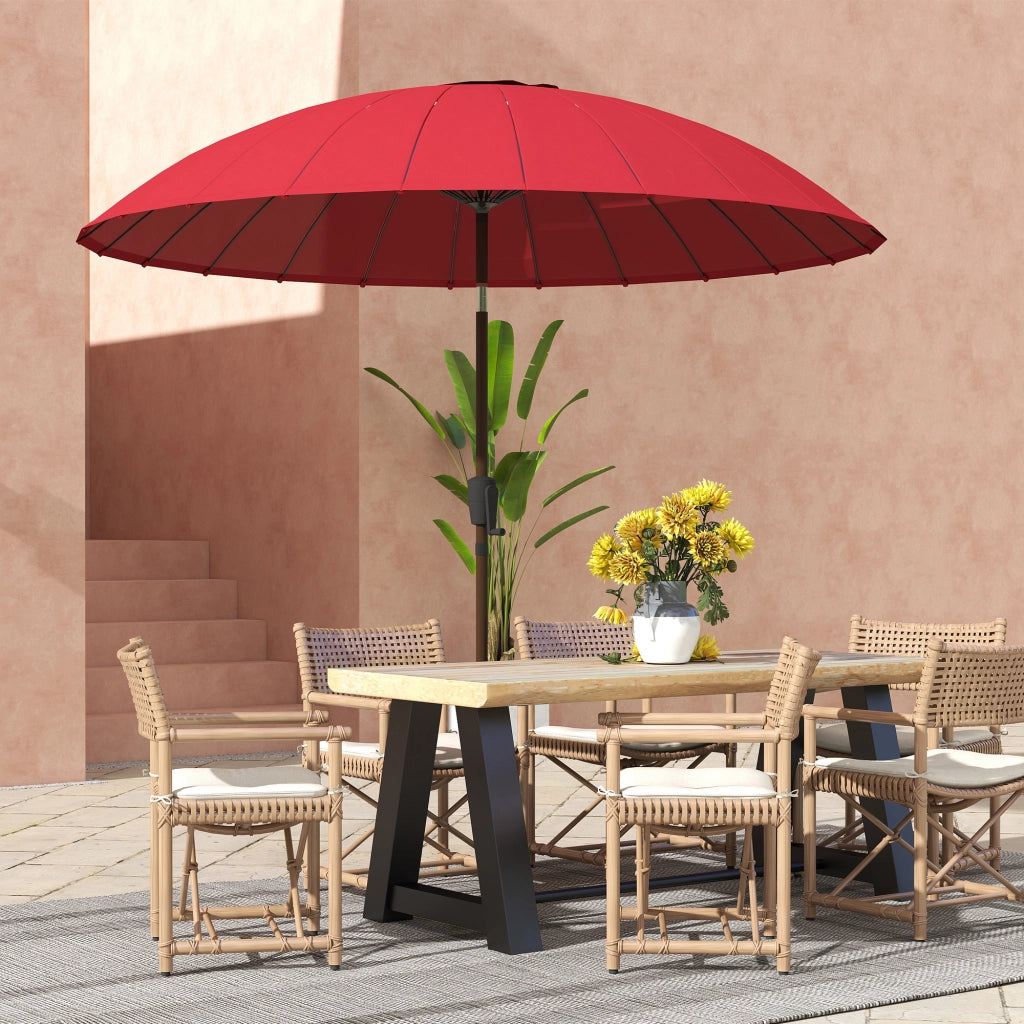 Ombrellone da Giardino Rotondo Inclinabile ¨C Xylo ¨C Rosso Diametro 260 cm con Manovella