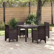 Set da tavola per giardino - Siedi all'aperto - Cenare all'esterno - 5 pezzi incluso cuscini - Tavola 70cm alto - marrone