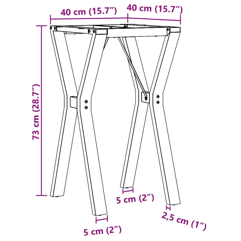Telaio Gambe a Y per Tavolo da Pranzo 40x40x73 cm in Acciaio 357927