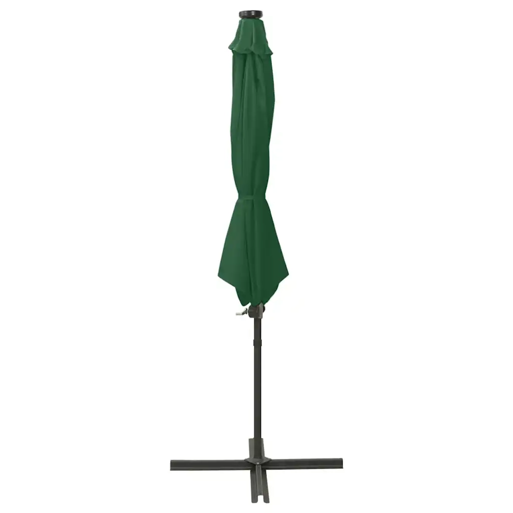 Ombrello | Parasolne a Sbalzo con Palo e Luci a LED Verde 300 cm