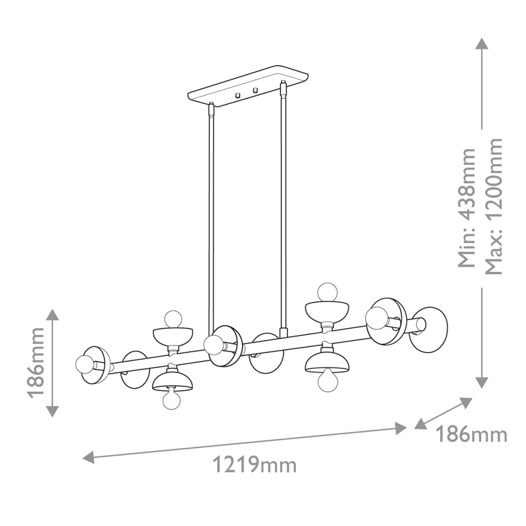 Lampada sospesa Palta loft nera 122cm 10xE14 Kichler