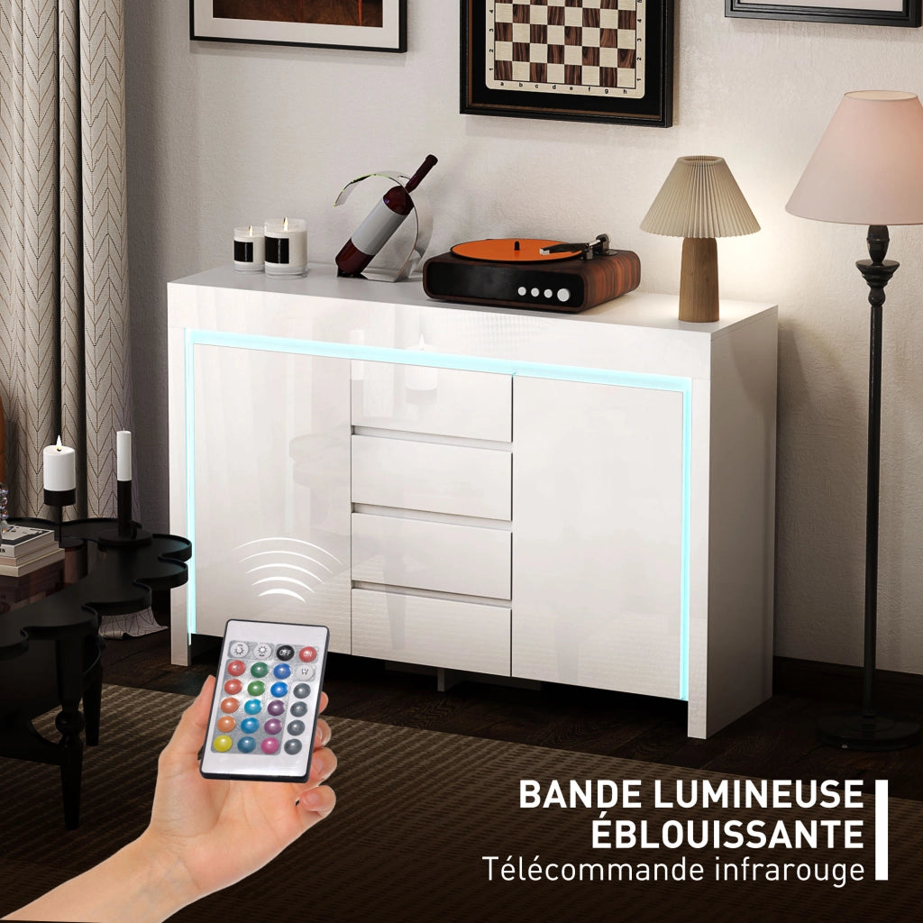 Buffet con cassetti e ante ¨C zephmum ¨C 120x34x80 cm bianco lucido