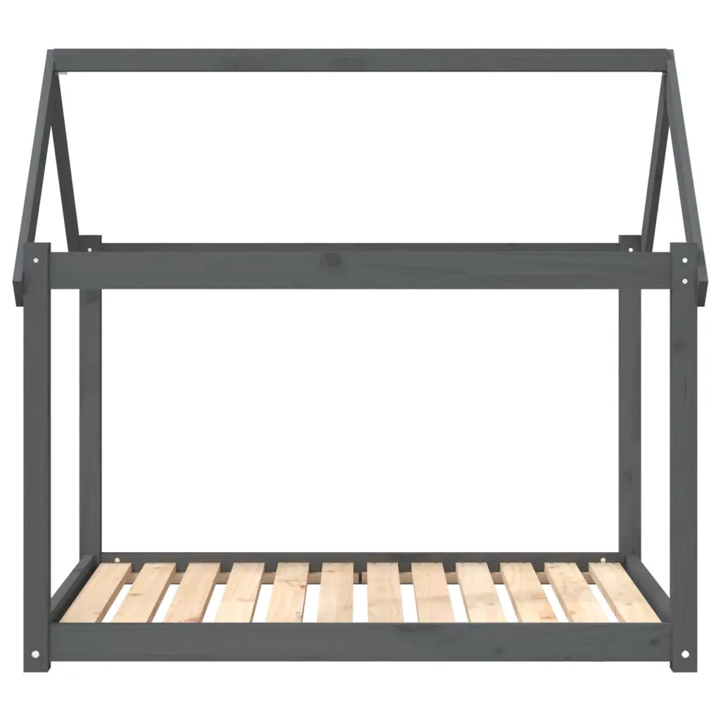 Cuccia per Cani Grigia 111x80x100 cm in Legno Massello di Pino 822219