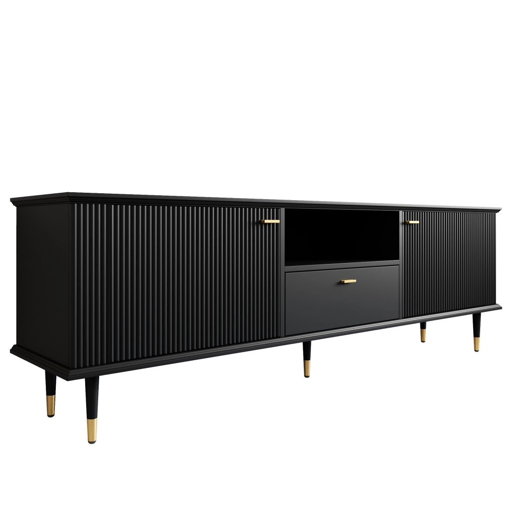 Mobile TV con 2 ante; 1 nicchia aperta e 1 cassetto; cerniere soft-close; per soggiorno; 170 × 36 × 54 cm