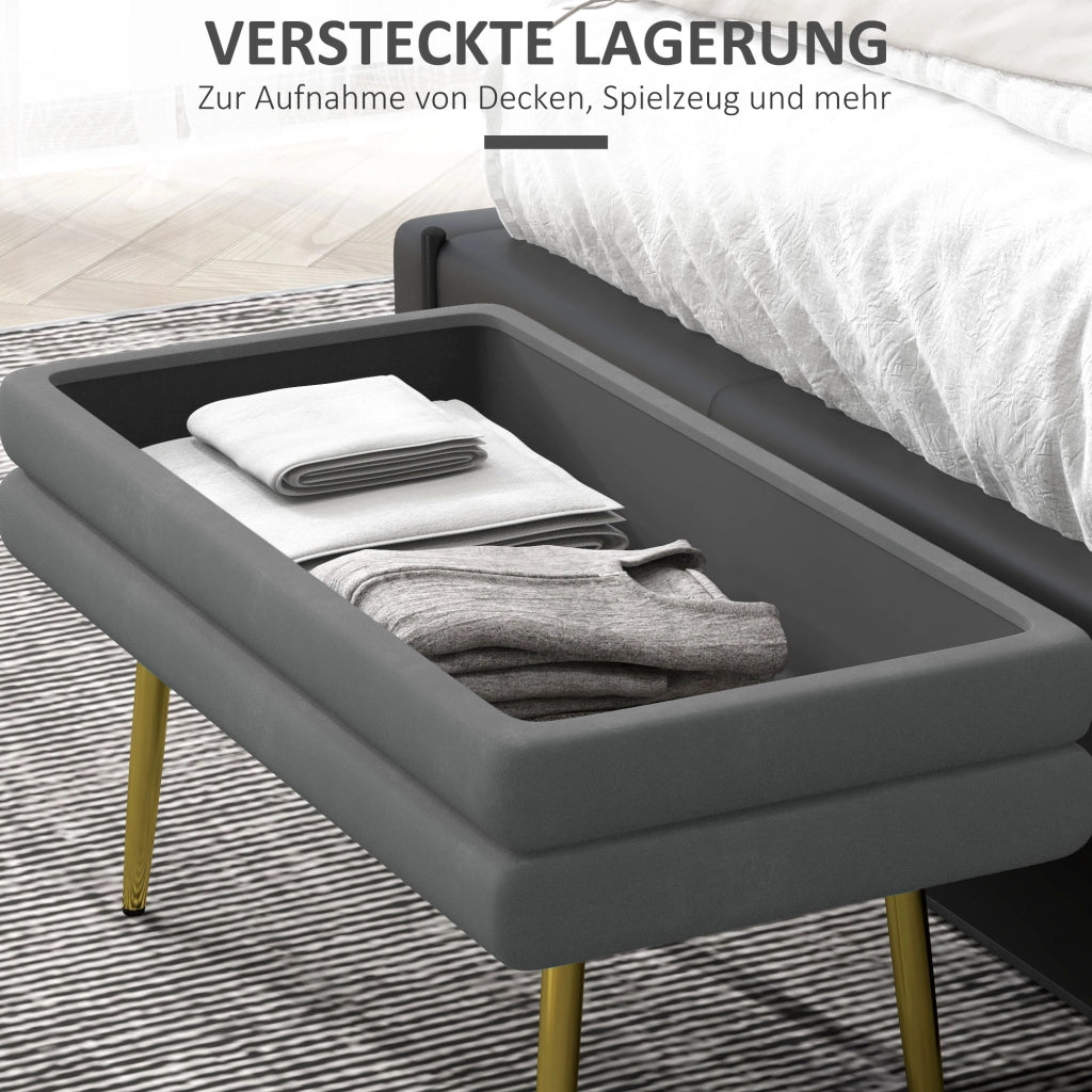 Divanetto con cassetti in metallo grigio scuro ¨C zephmum ¨C 79,5x37,5x43 cm