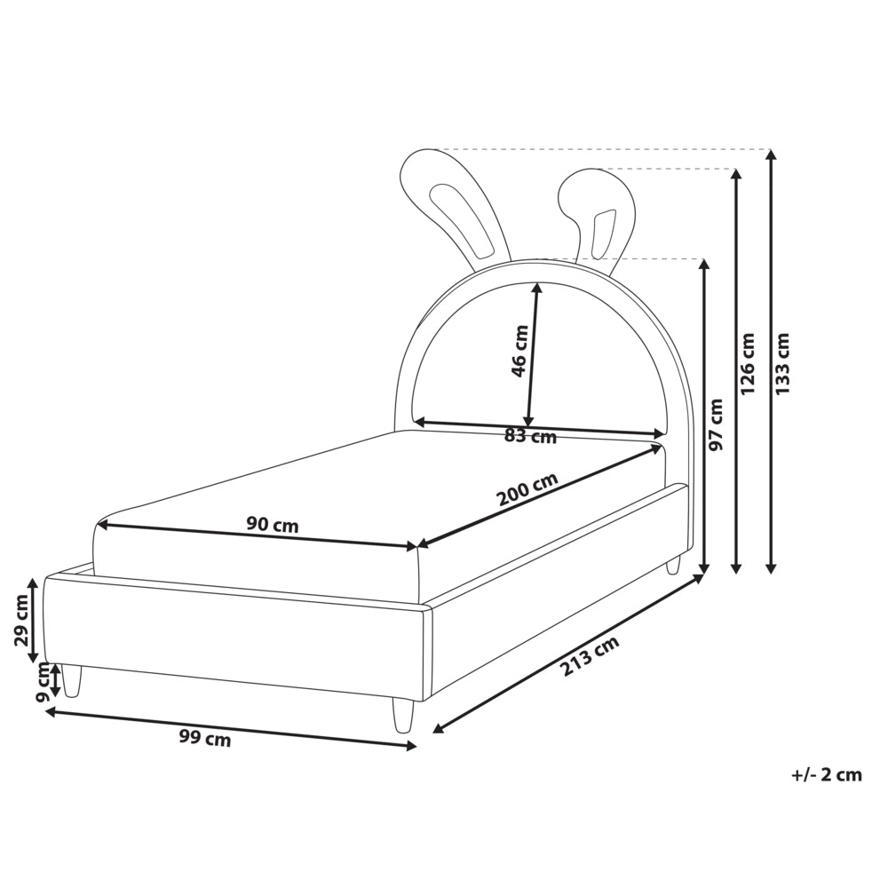 Letto moderno in velluto beige per bambini con base a doghe 90x200 cm cameretta Moderna