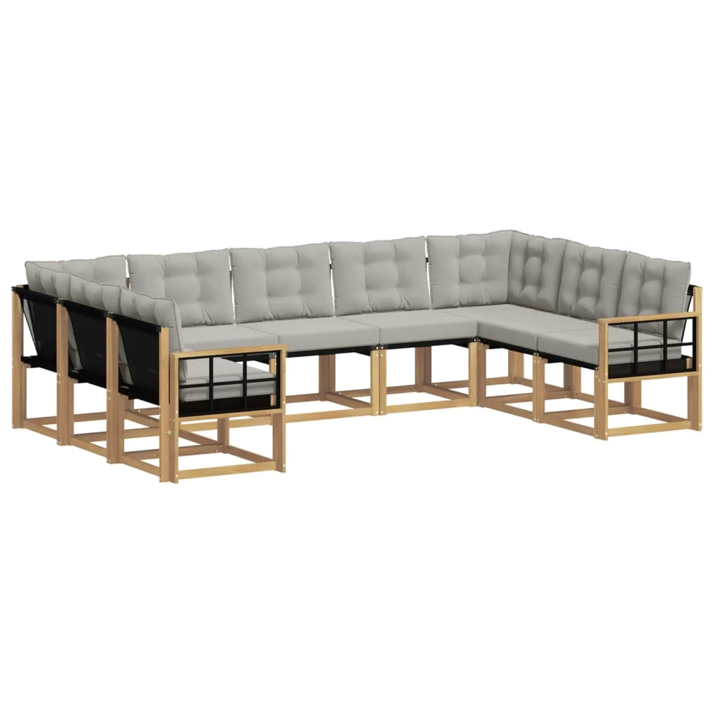 Set di divani da esterno 9 pz Bianco e Grigio Chiaro 3389865