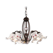 Lampadario Classico Chieti Metallo E Ceramica Nero Sfumato Rame 5 Luci E14