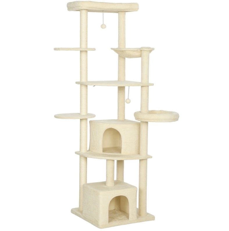 Tiragraffi alto 200 cm con amaca e rifugi, beige