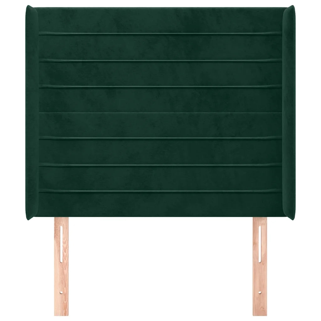 Testiera | Testata ad Orecchio Verde Scuro 103x16x118/128cm in Velluto