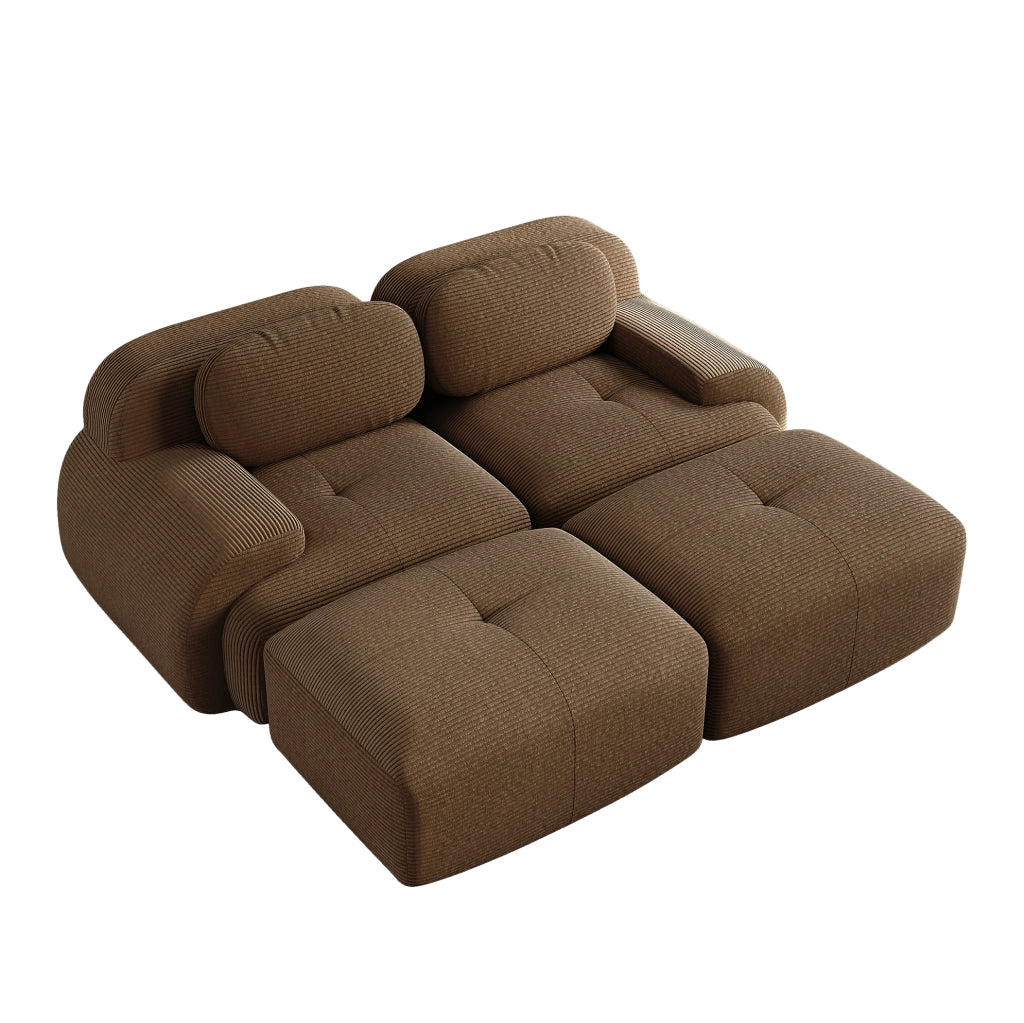 Divano angolare modulare in velluto a coste marrone 208x178x70 cm; senza telaio