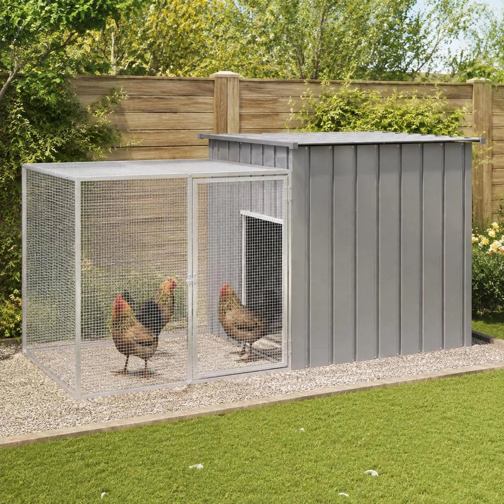 Chicken Cage Grey 200x91x100 Cm Galvanized Steel