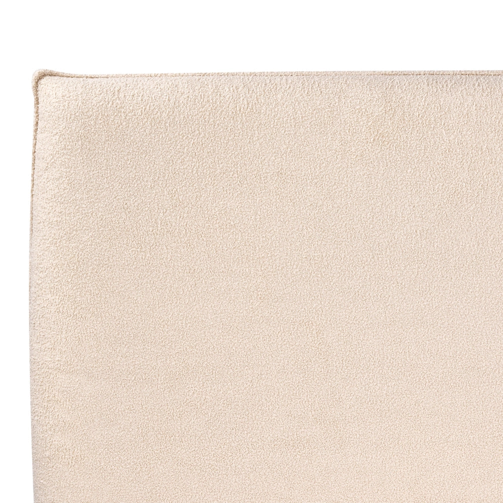 Letto matrimoniale in tessuto bouclé beige testata 160 x 200 cm Doghe in legno