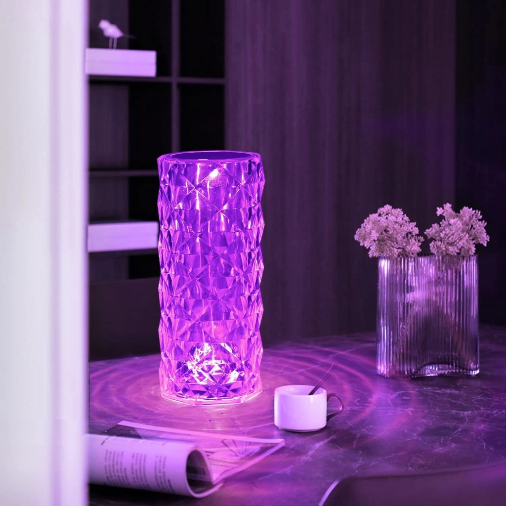 ZMH Lampada da tavolo LED wireless cristallo touch dimmerabile ricaricabile RGB telecomando 16 colori per comodino