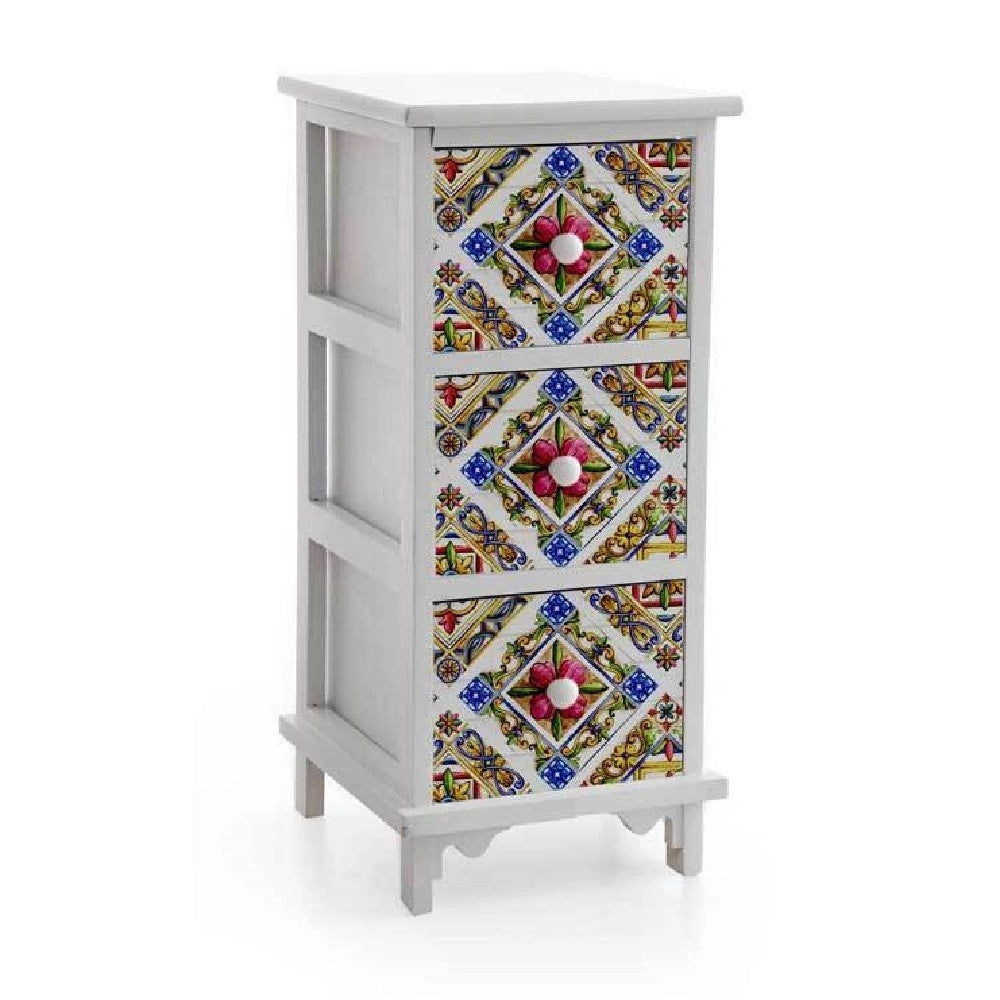 Trade Shop - Cassettiera 3 Cassetti Comodino Cucina Bagno Camera Letto Legno 62x26x32cm 829390 -