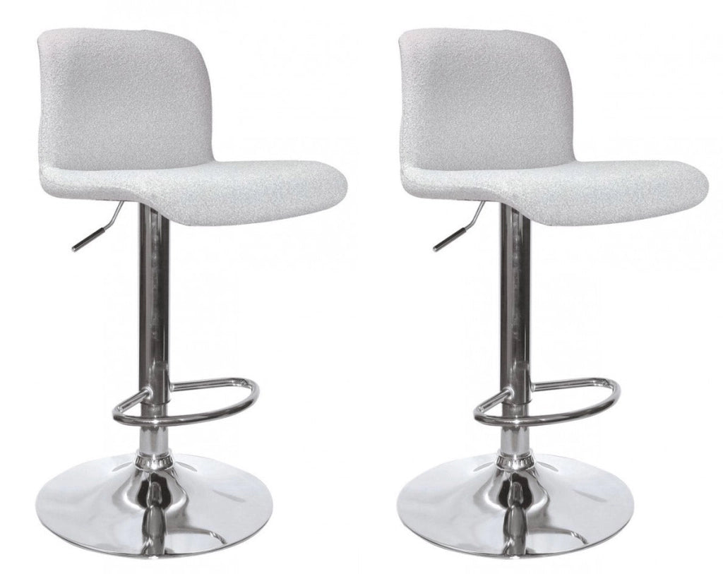 Set 2 Sgabelli Bar 41x46x86/107 cm in Poliestere Rafael Cromo-Grigio Chiaro