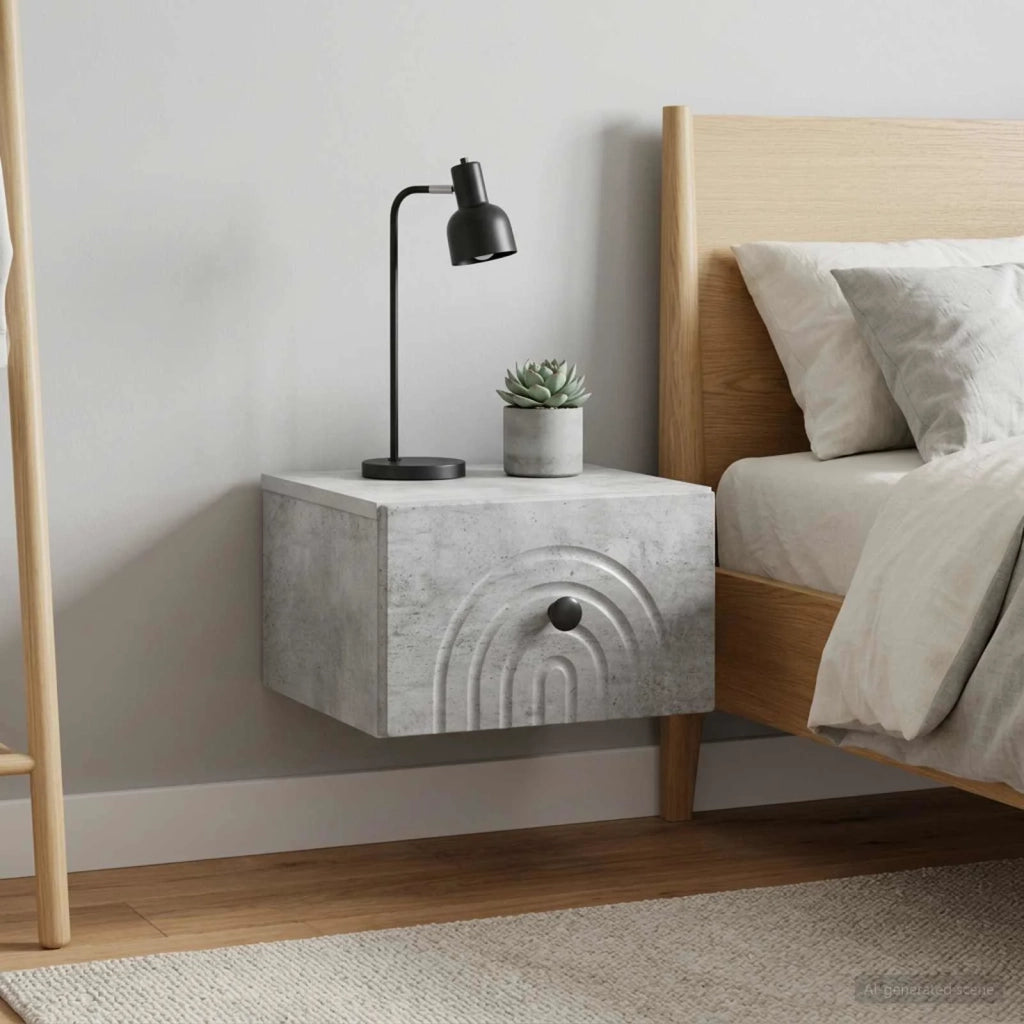 Mobiletto da notte a muro 2 pz Grigio Cemento 33 x 34,5 x 20 cm 898092