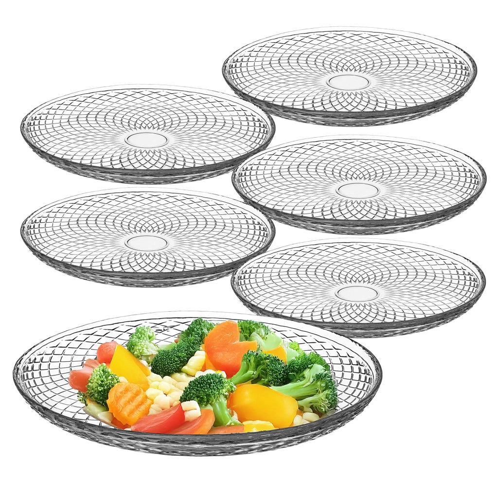 KADAX Set di 6 piatti piani da 30 cm, piatti grandi in vetro rotondi e piatti