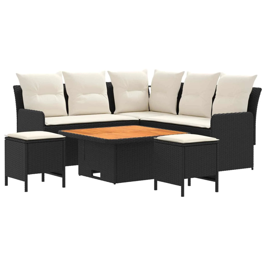 Set di Mobili 6 pz Nero e Crema Rattan in PE 3422182