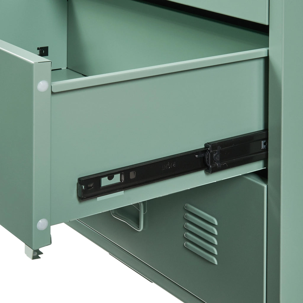 Cassettiera Hämeenlinna Comò in Acciaio con 3 Cassetti 72 x 60 x 40 cm Verde opaco [en.casa]