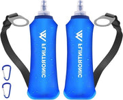 Bottiglia di plastica morbida 500ml/17oz con cerniera TPU pieghevole - con cinturino per polso e clip per carabiner