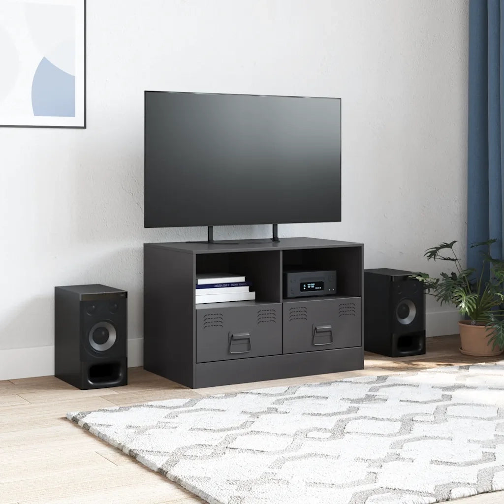 Mobile TV-Credenza per TV-Console TV Nero 67x39x44 cm in Acciaio 822294
