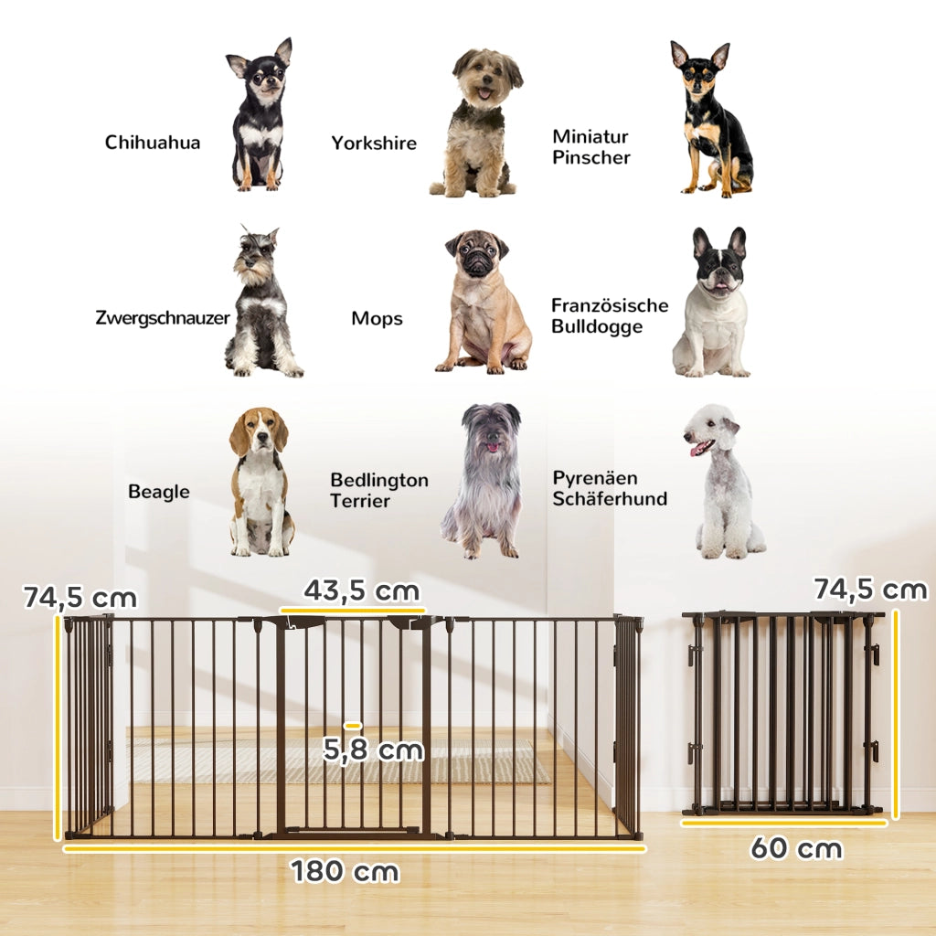 Cancello per bambini e animali domestici ¨C zephmum ¨C nero, metallo, 300x74.5x3 cm