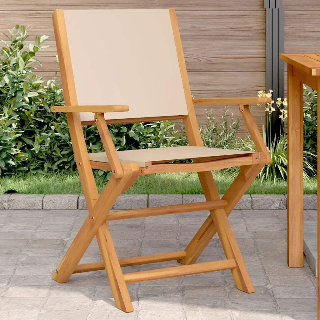 Sedie da Giardino 2pz Beige Legno Massello di Acacia e Tessuto 367672
