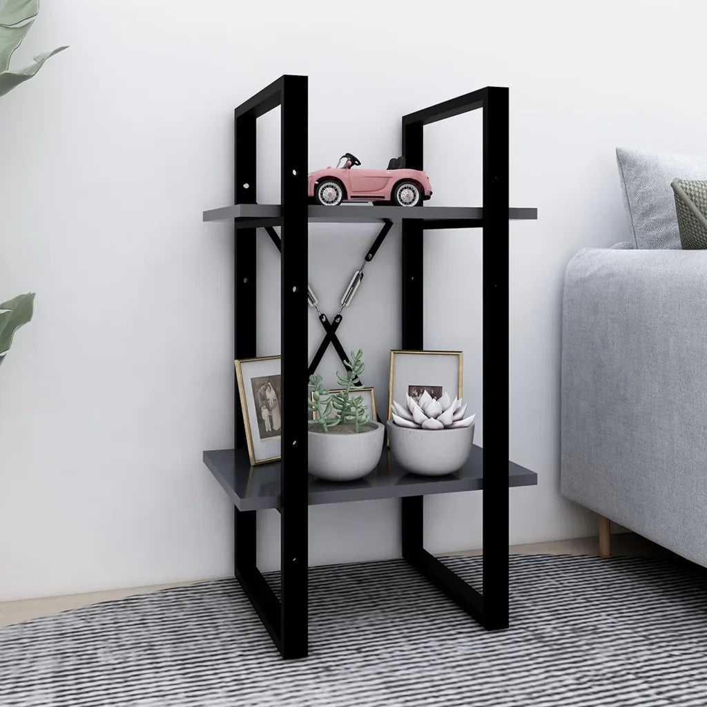 Libreria a 2 Ripiani Grigia 40x30x70 cm in Legno Multistrato 806409